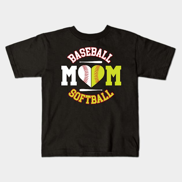 Softball Baseball Mom Ball Mom Kids T-Shirt by SnugFarm